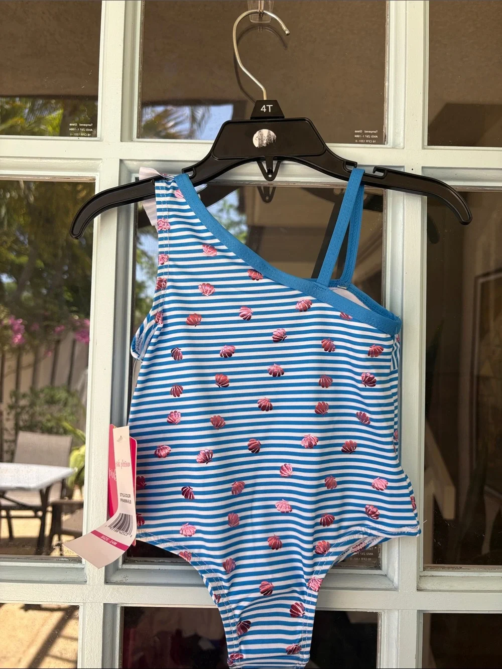 Kanu Surf Girls One-Piece & Rash Guard Set - Hot Pink, Blue, White